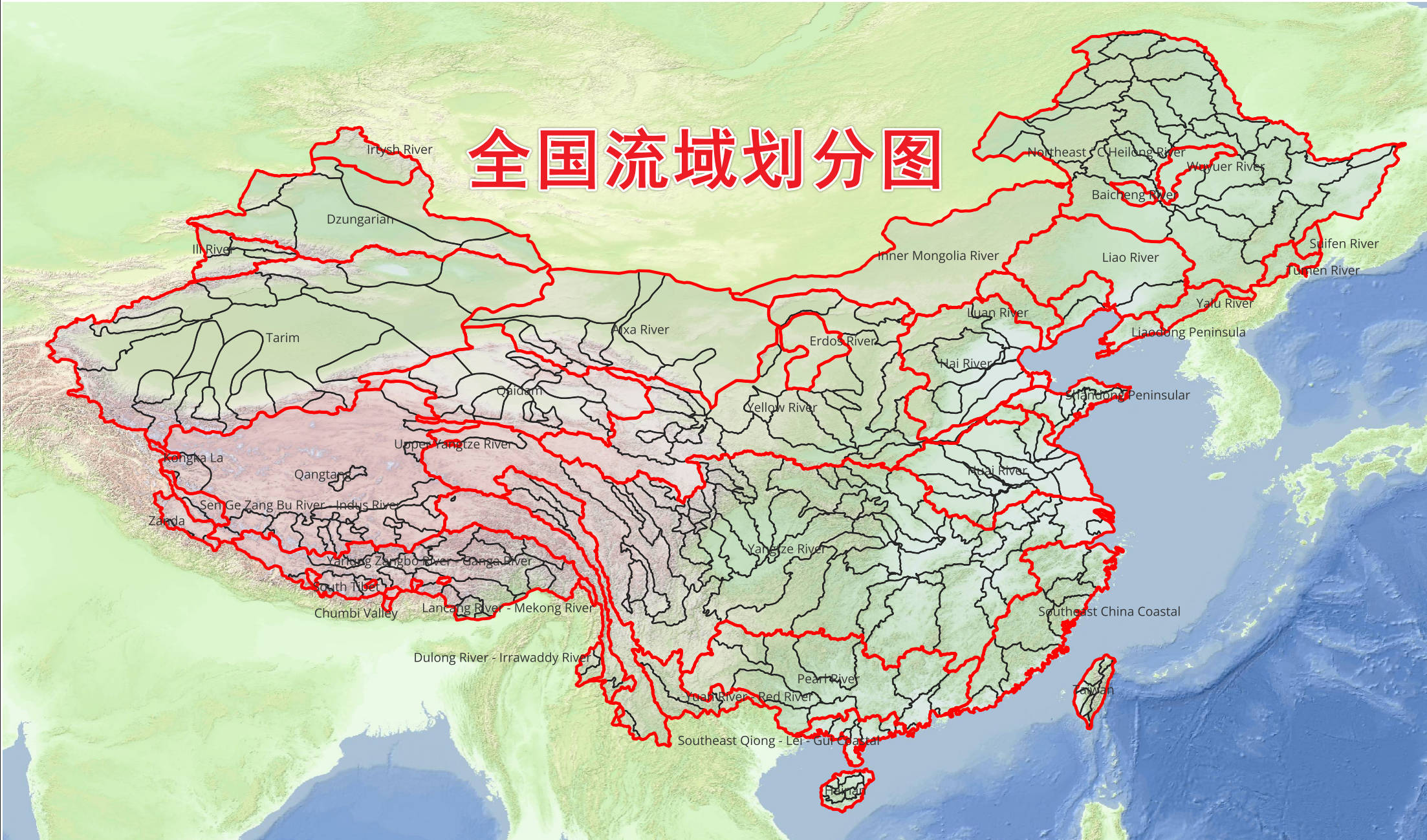 中国流域划分数据集