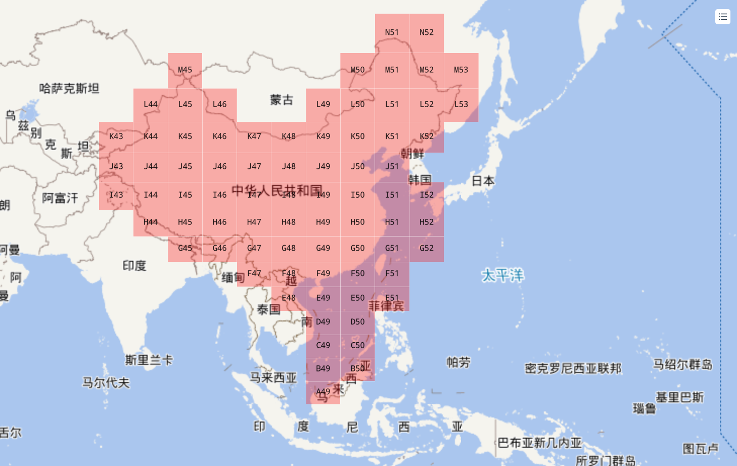 全国1:100万公众版基础地理信息数据（2021）图幅分布简图